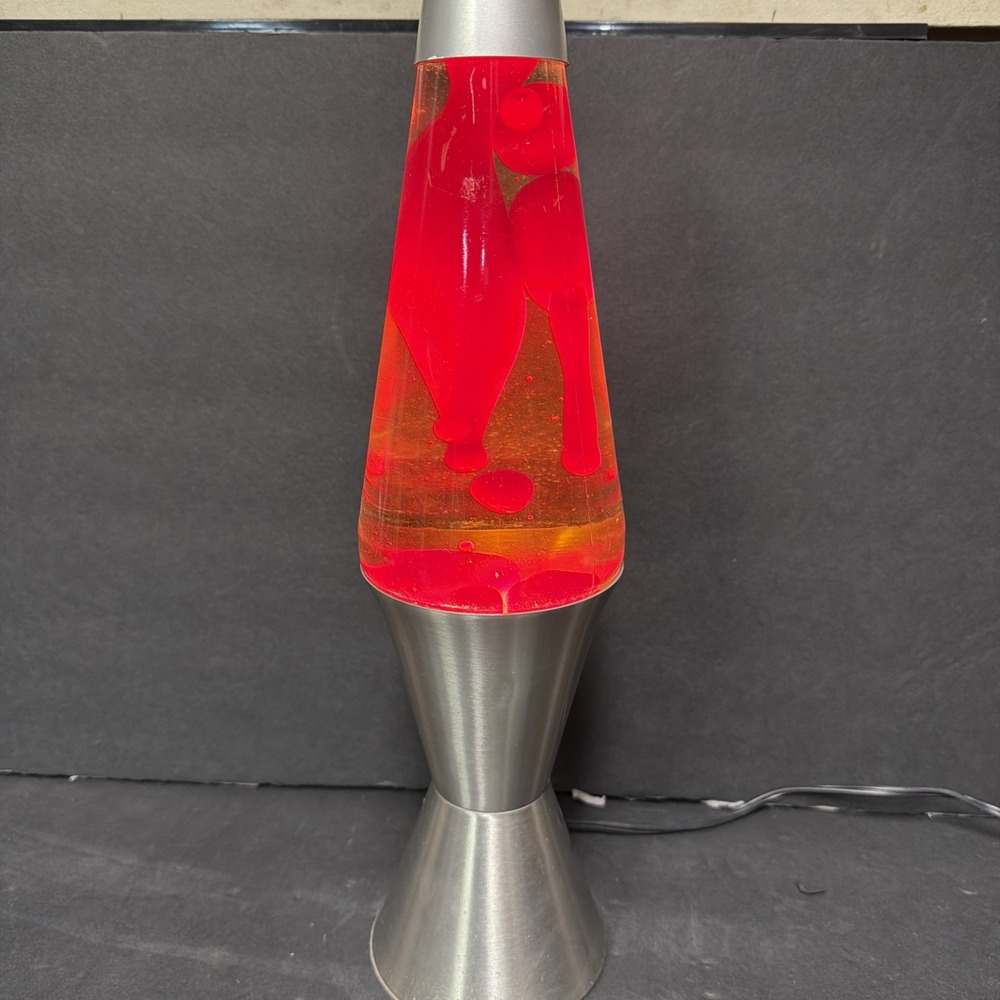 Vintage LAVA LITE Lamp Yellow liquid with red wax Complete Working 16.5"